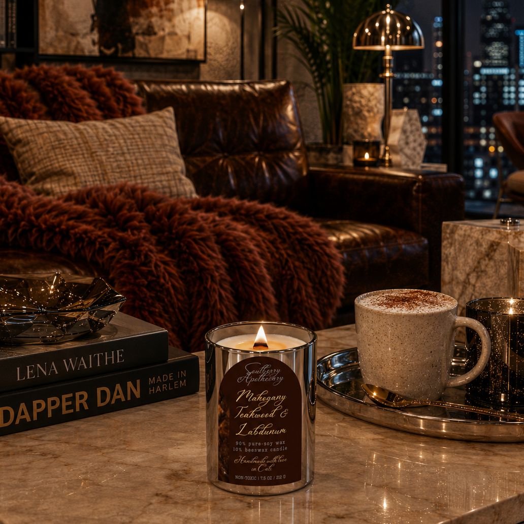 Mahogany, Teakwood & Labdanum | Non-Toxic Beeswax - Soy Wooden Wick Candle