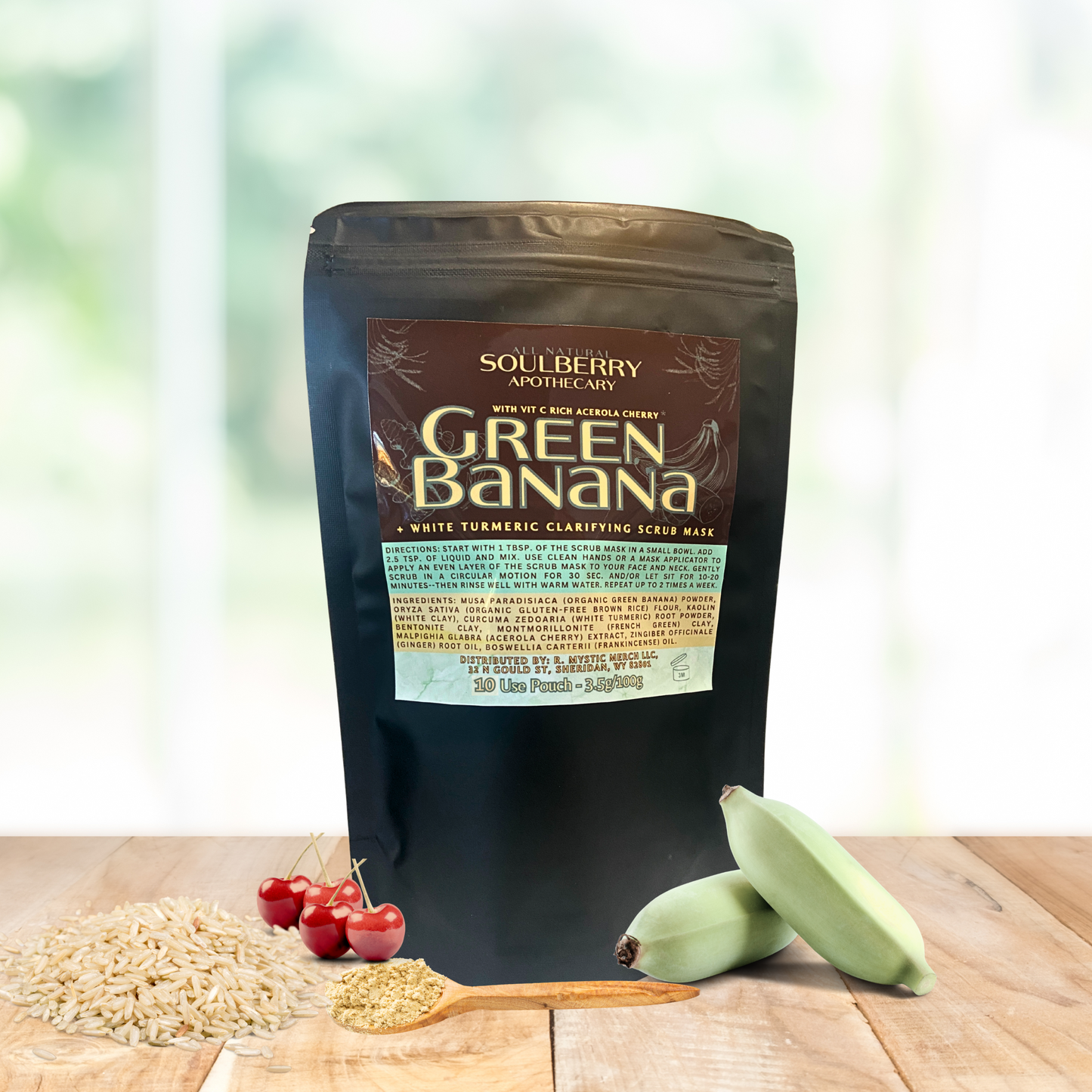 Green Banana + White Turmeric CLARIFYING Botanical Face Scrub Mask | with Brown Rice Flour, Bentonite, French Green Clay & Acerola Cherry Extract