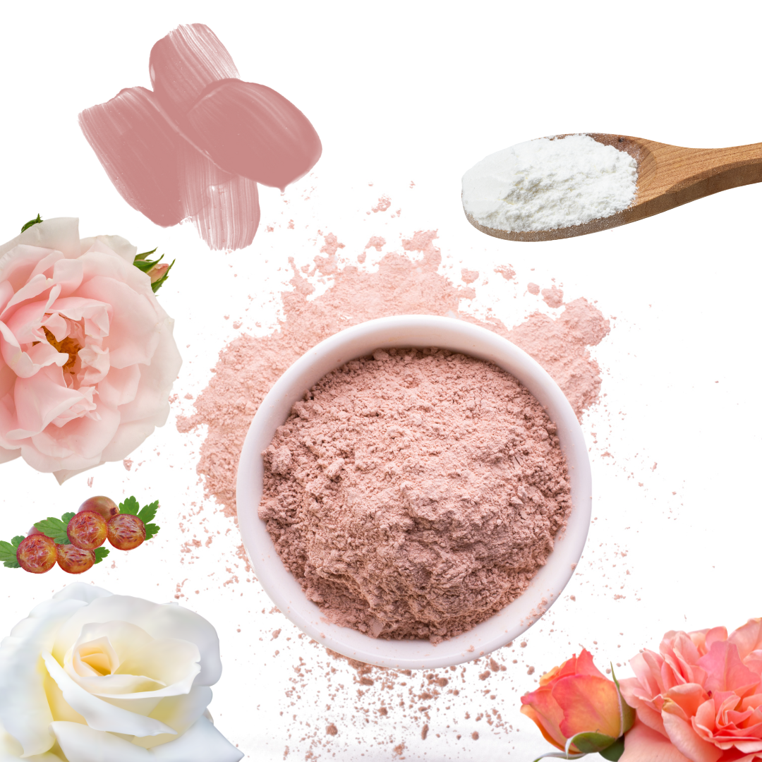 Goat Milk 'n Rose | SKIN-HARMONIZING Botanical Face Mask | with Pink French Clay, Pure Rose Petal Powder & Amla Indian Gooseberry Powder