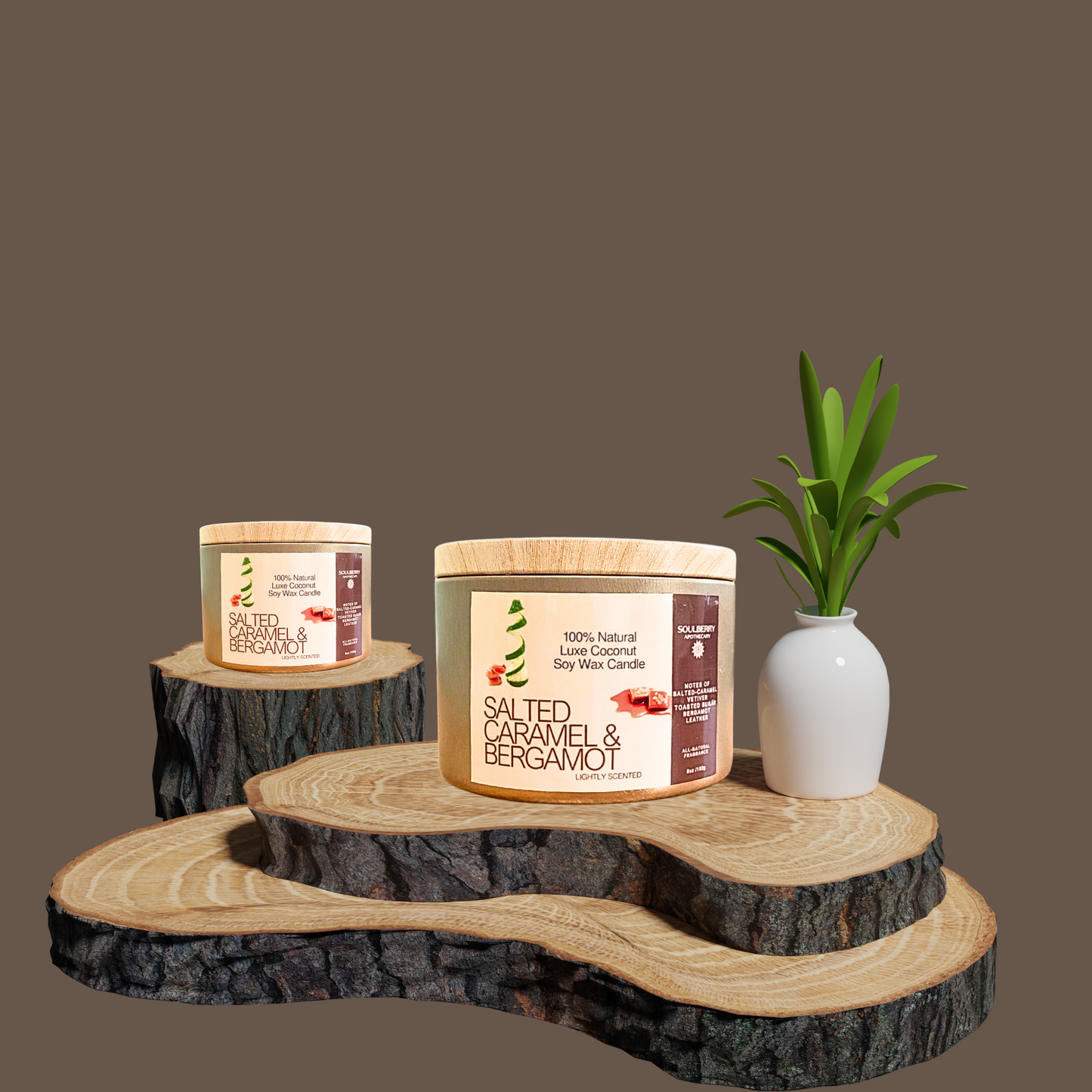 Natural LUXE Candle | Salted Caramel & Bergamot | Coconut-Soy Wax + All-Natural Fragrance | Vegan