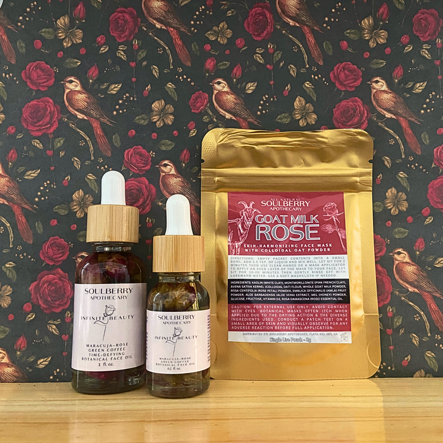 INFINITE BEAUTY | TIME-DEFYING Collagen Promoting Face Oil | MINI SIZE | with Roses + Maracuja, Jojoba, Green Coffee & Fenugreek Oils - 0.5 oz
