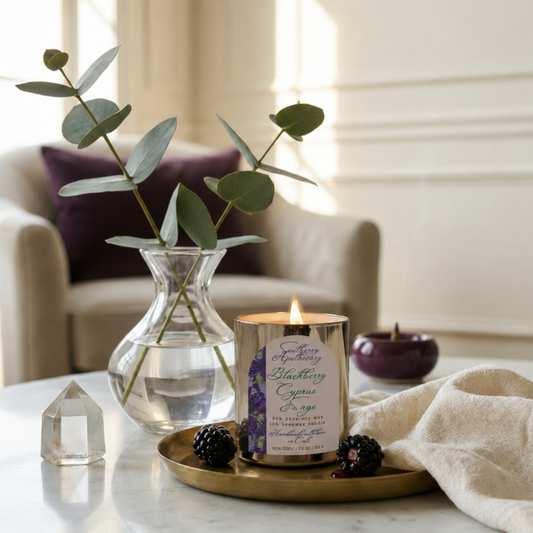 Blackberries, Cyprus & Sage | Non-Toxic Beeswax - Soy Wooden Wick Candle