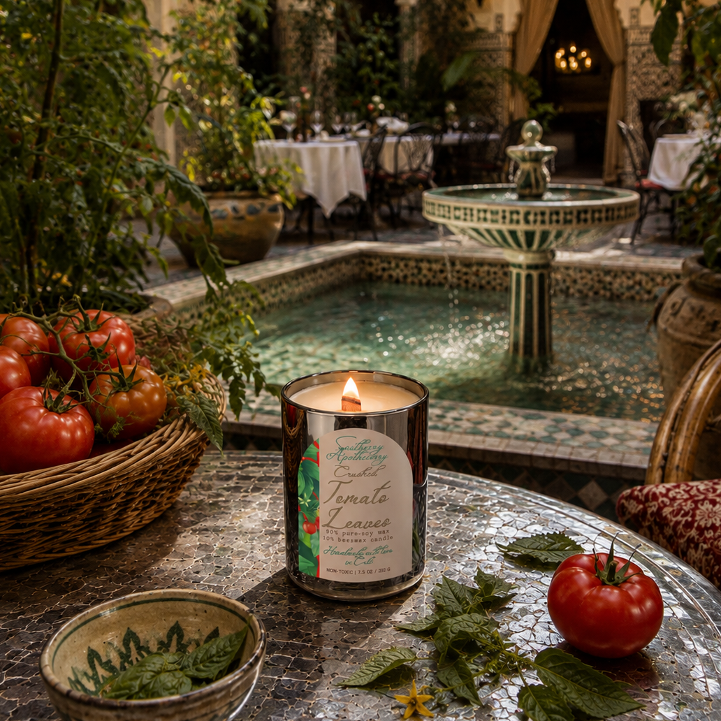 Crushed Tomato Leaves | Non-Toxic Beeswax - Soy Wooden Wick Candle