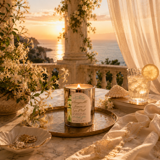 Honeysuckle, Jasmine & Sea Mist | Non-Toxic Beeswax - Soy Wooden Wick Candle