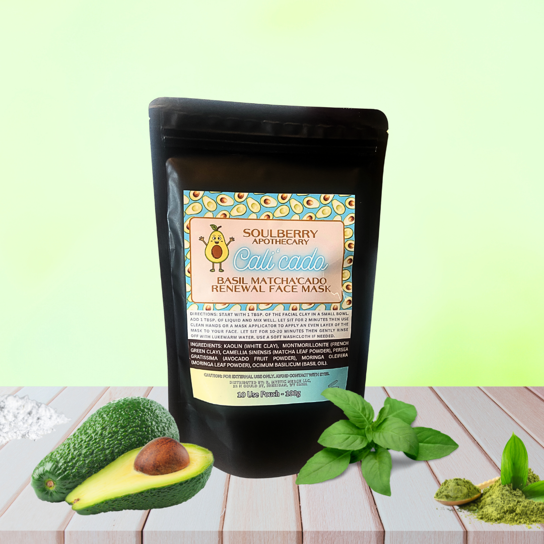 Cali'Cado | Basil Matcha'cado RENEWAL Botanical Face Mask | w/ Kaolin Clay, French Green Clay, Matcha Powder, Avocado, Moringa & Basil Essential Oil