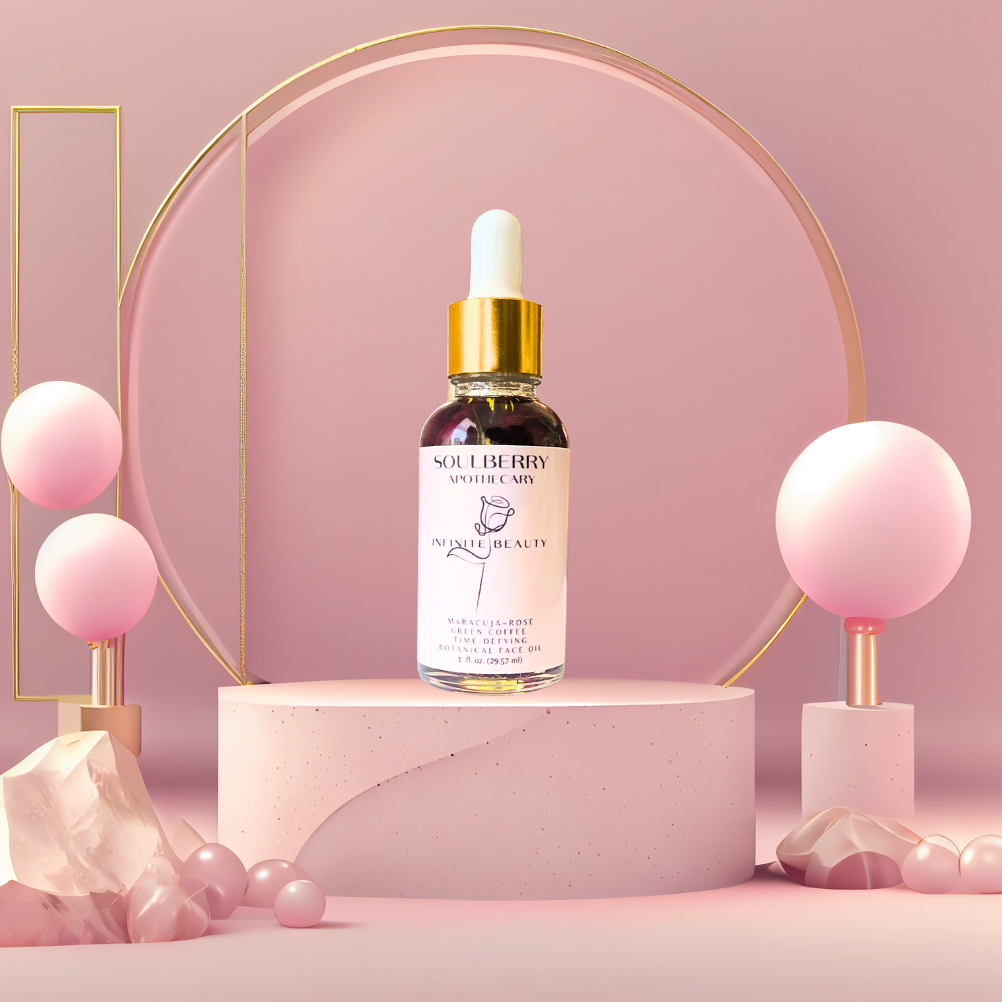 INFINITE BEAUTY | REVITALIZING Collagen Promoting Face Oil | with Roses + Maracuja, Jojoba, Green Coffee & Fenugreek Oils