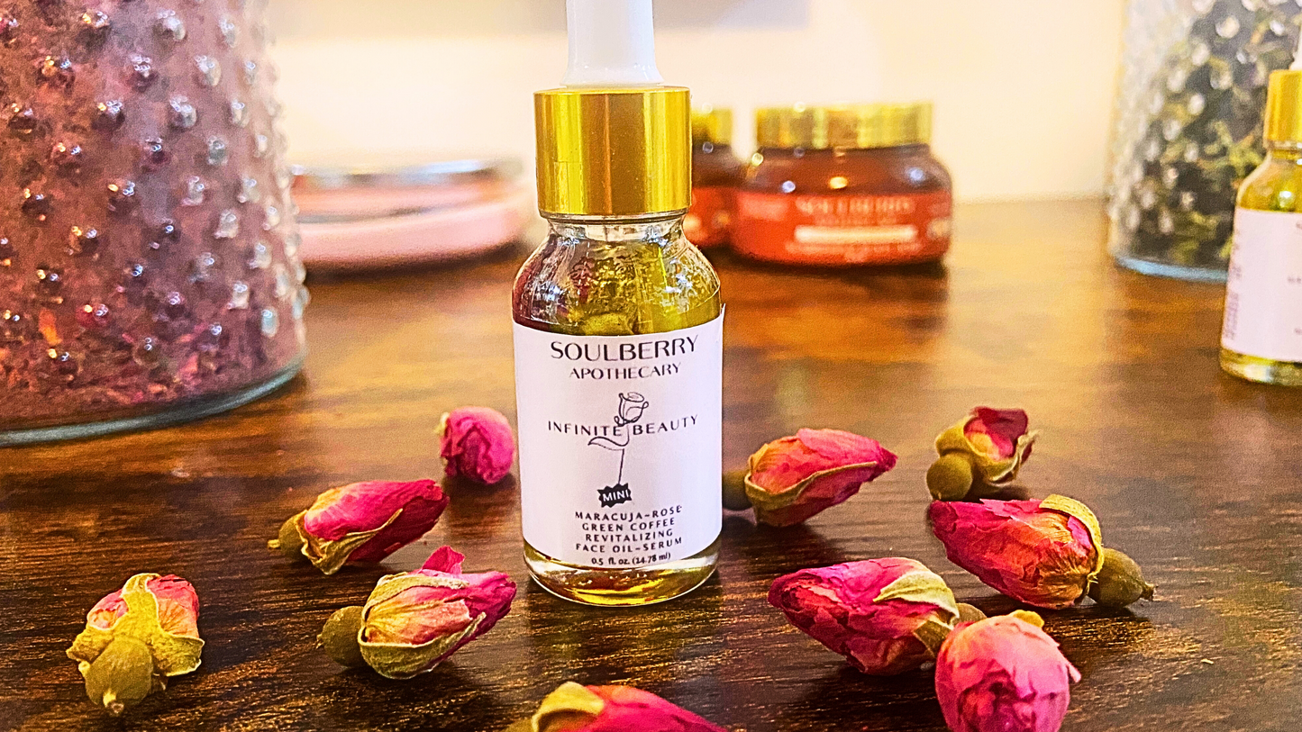 INFINITE BEAUTY | Botanical | REVITALIZING Face Oil | with Roses + Passion Fruit, Jojoba, Green Coffee & Fenugreek Oils