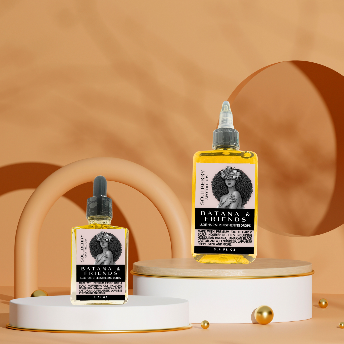 BATANA & FRIENDS | Luxe Hair STRENGTHENING Drops | w Avocado, Jamaican Black Castor, Hunduran Batana,  Amla,  Fenugreek, Rosemary & Mint Oils