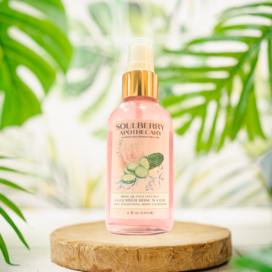 Cucumber Rose Water | Rose Quartz Infused - 3-in-1 Pampering Body Hydrosol | Multi-Use