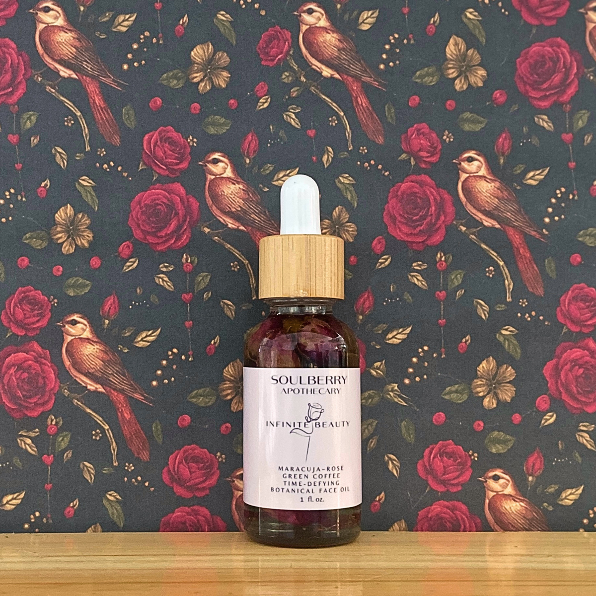 INFINITE BEAUTY | TIME-DEFYING Collagen Promoting Face Oil | with Roses + Maracuja, Jojoba, Green Coffee & Fenugreek Oils