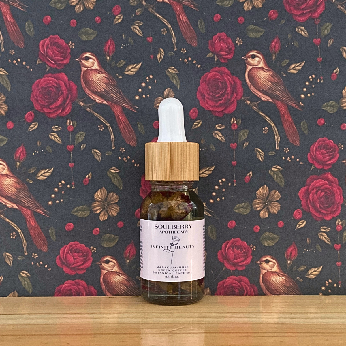 INFINITE BEAUTY | TIME-DEFYING Collagen Promoting Face Oil | MINI SIZE | with Roses + Maracuja, Jojoba, Green Coffee & Fenugreek Oils - 0.5 oz